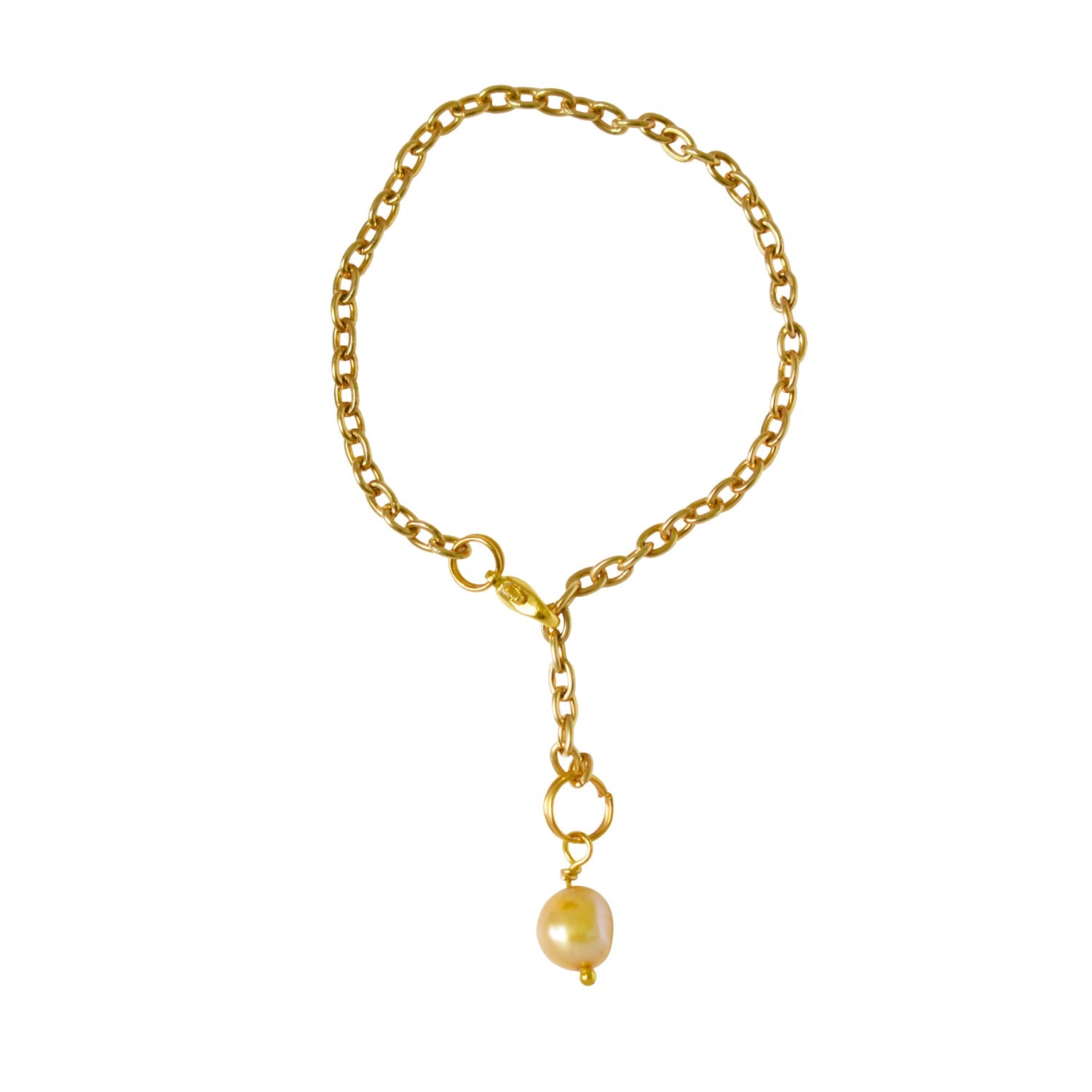 Gold freshwater pearl adjustable bracelet or anklet on gold plated chain | by Ifemi Jewels